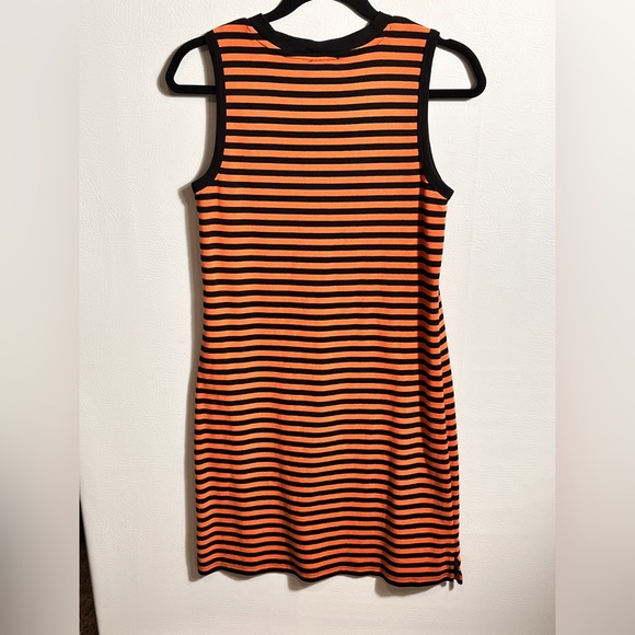 Calvin Klein Cotton Striped Mini Dress in Orange and Black Small - Picture 2 of 7